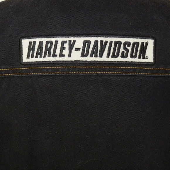 VINTAGE Genuine HARLEY-DAVIDSON Women's L Black Denim Motorcycle Jacket - Picture 5 of 13